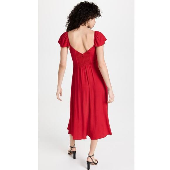NWOT Reformation Baxley Red Midi Dress Flutter Sleeve Sweetheart Neck Size 2 - Picture 9 of 12